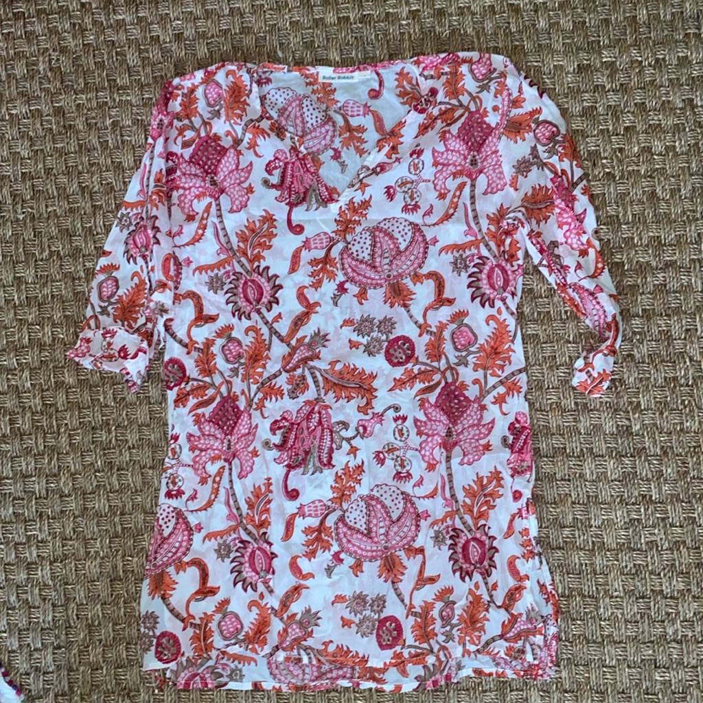 Roller Rabbit V-Neck Cotton Tunic Sz Large